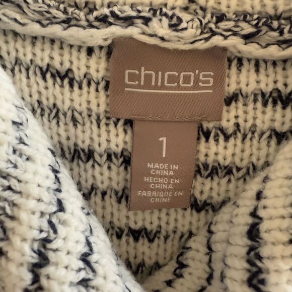 Chicos Textured Knit Sweater Vest Women's Size1M Black Antique White - Picture 7 of 12